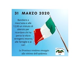 Domani la Provincia e i suoi Comuni rendono omaggio alle vittime del COVID-19