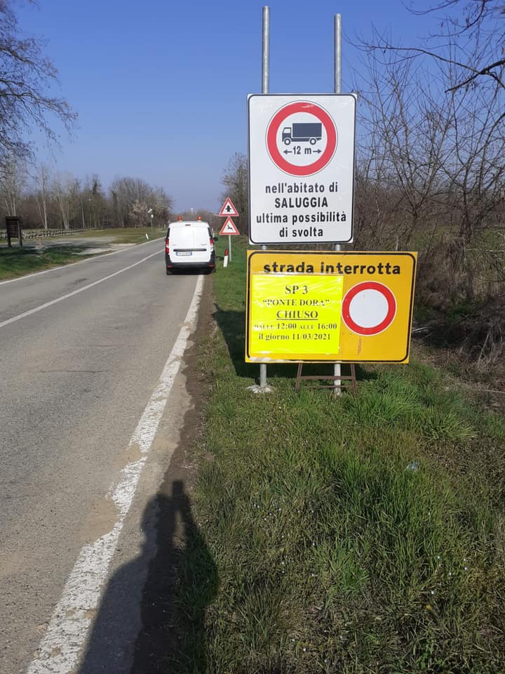 Chiusura ponte sulla dora a saluggia