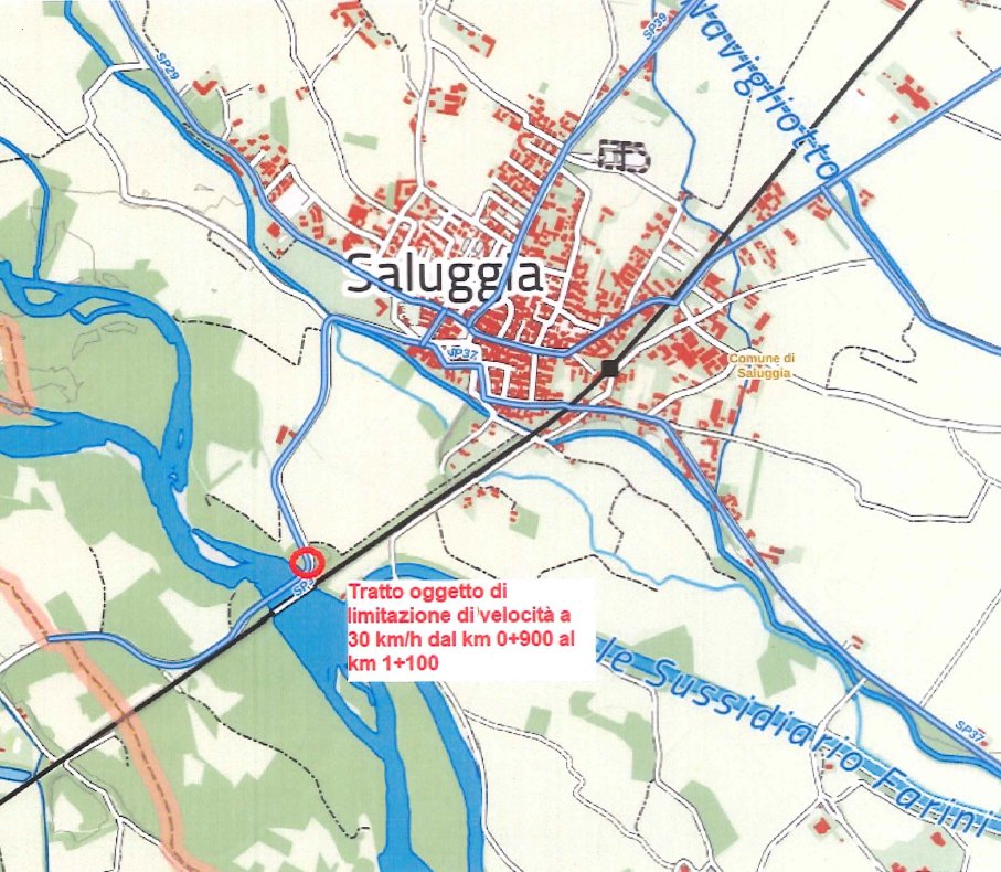 Nuovo limite di velocita' a saluggia