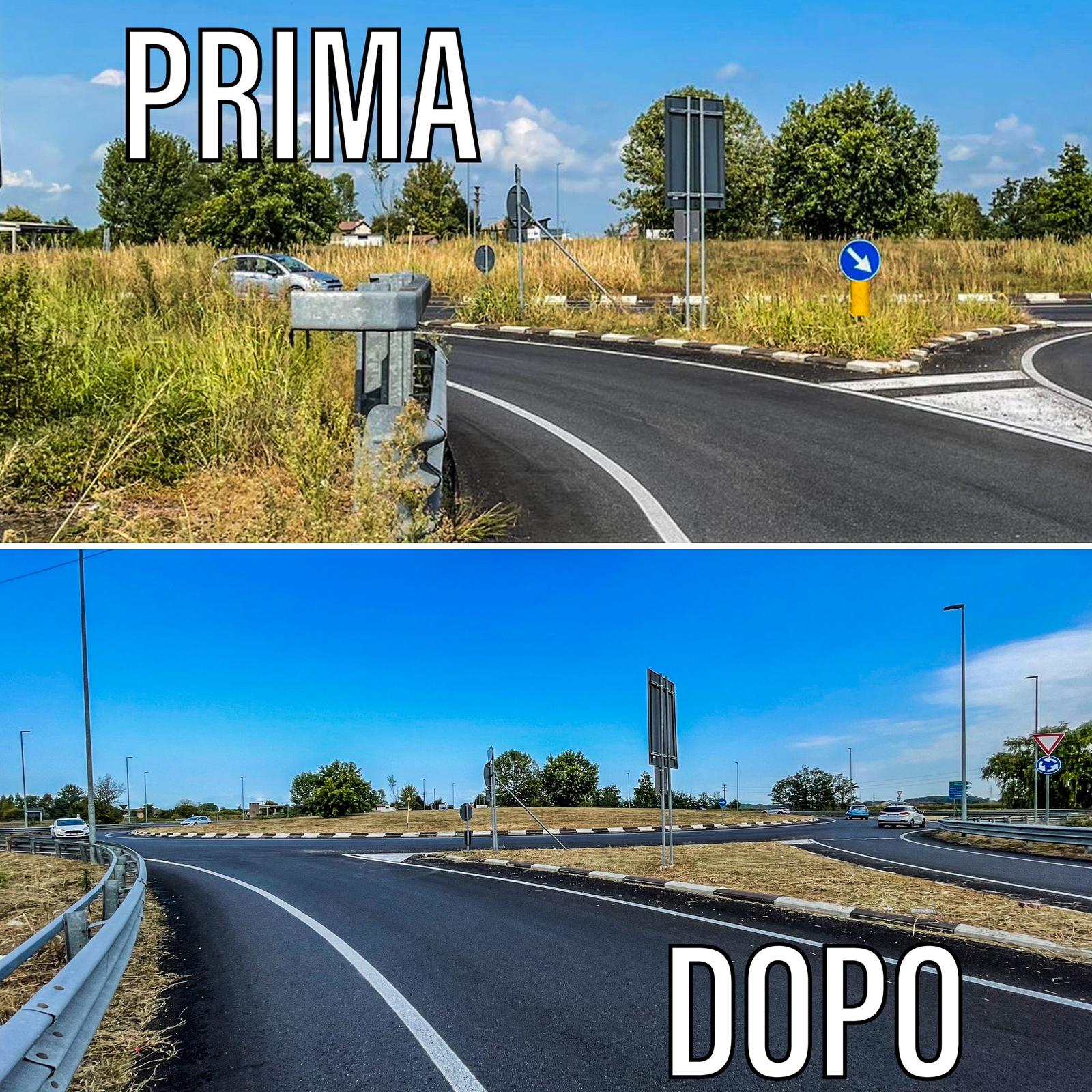 Tagliata l'erba alla rotonda tra caresanablot e vercelli